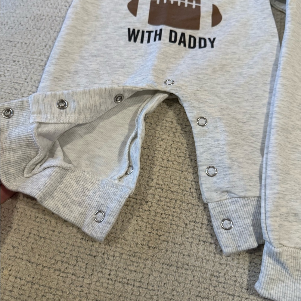 Gray Football Print Kids One Piece - Picture 3 of 3